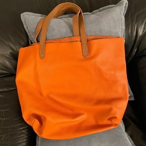 Brand New Cuyana orange and brown leather tote bag